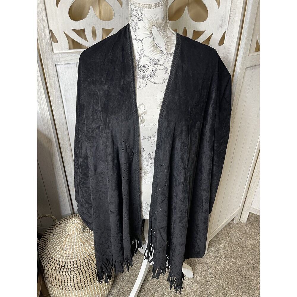 Nordstrom Women’s Shawl Wrap Fringe Western Made In Italy Black One Size